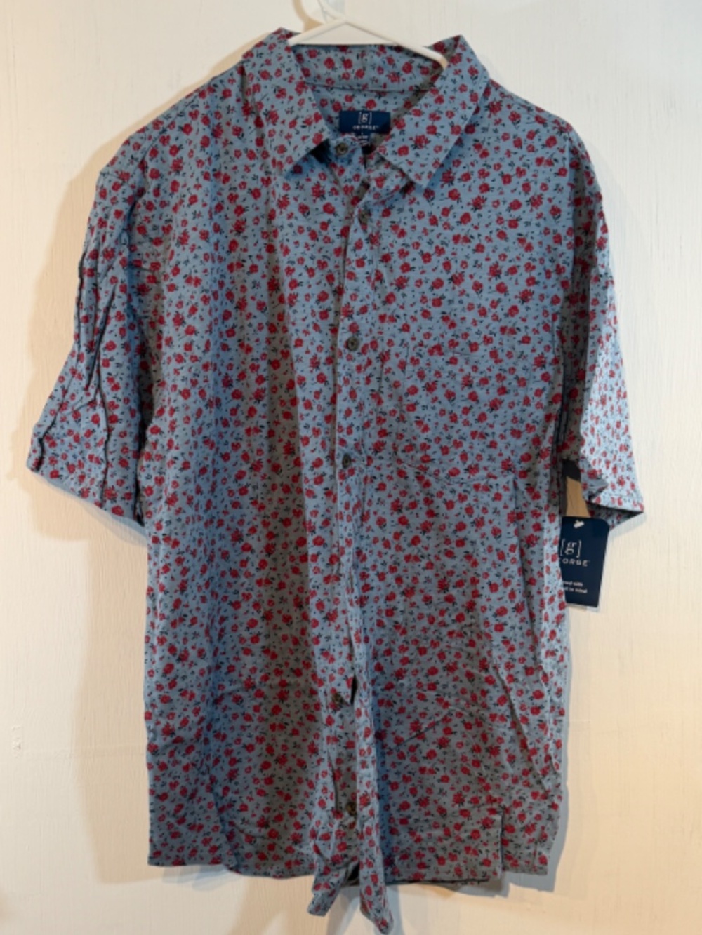 George Men's Knit Button-up Short Sleeve Shirt_NWT